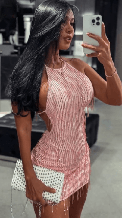 Fringe Halter Backless Mini Dress with Fringe