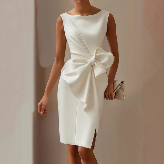 Maia sleeveless bow midi dress - front view | Vireza Boutique