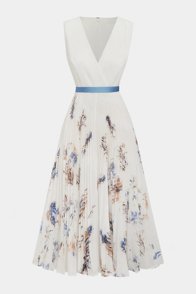 Brisa floral chiffon midi dress - front view | Vireza Boutique