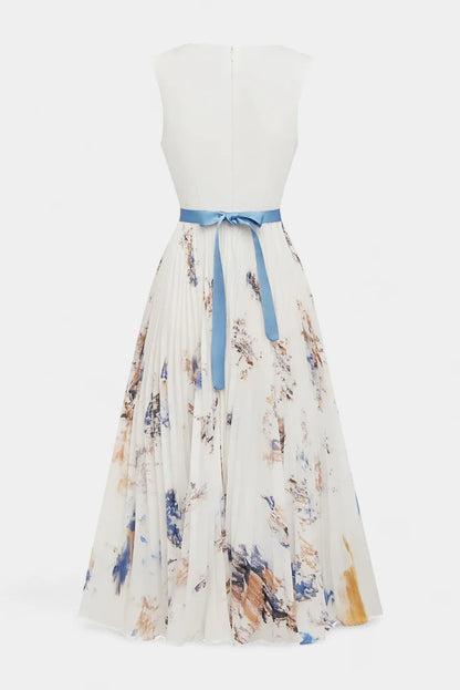 Brisa floral chiffon midi dress - front view | Vireza Boutique