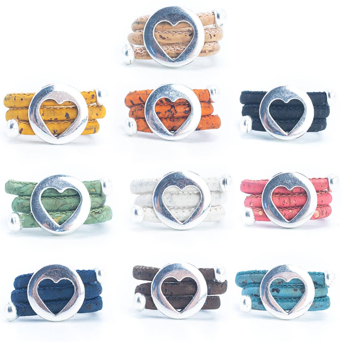 Hollow Heart Pendant Ring | Zamak & Cork Cord | Vireza Boutique