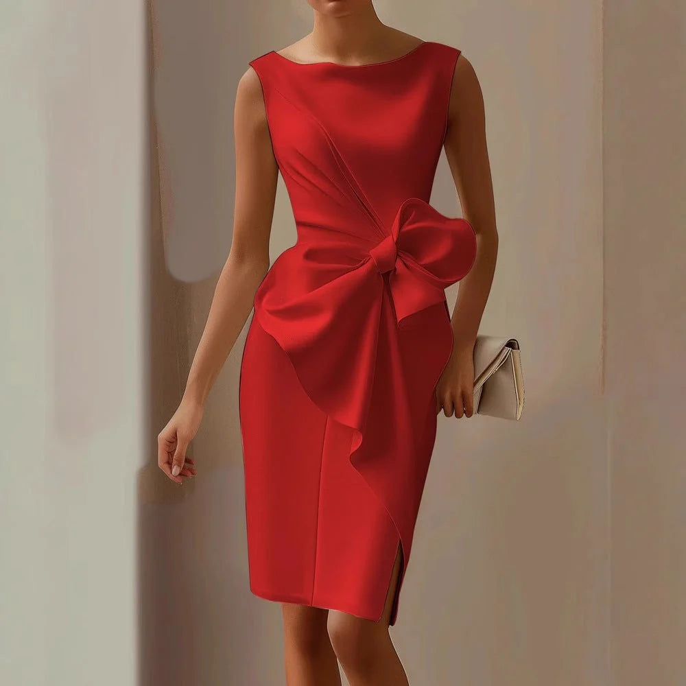 Maia sleeveless bow midi dress - front view | Vireza Boutique