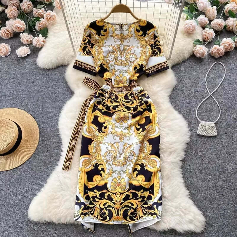 Élise Floral Midi Dress with Lace and Sleeves Élises Floral Midi Dress - Dresses | Vireza Boutique