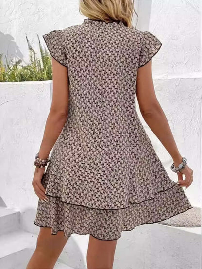 Léa Vintage Boho Mini Dress with Butterfly Sleeves