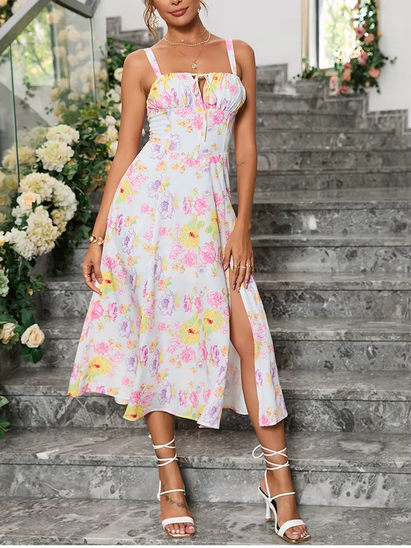 Noémie Floral Midi Dress with Side Slit