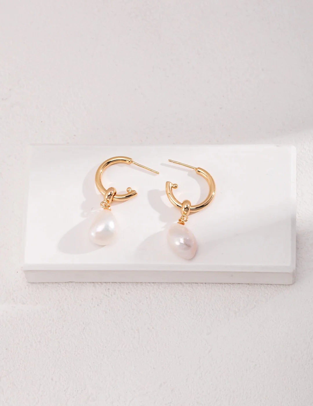 Large Hoop Earrings with Pearl Pendant | Elegant Jewelry