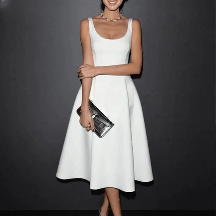 Isabelle elegant A-line dress for special occasions - front view | Vireza Boutiqu