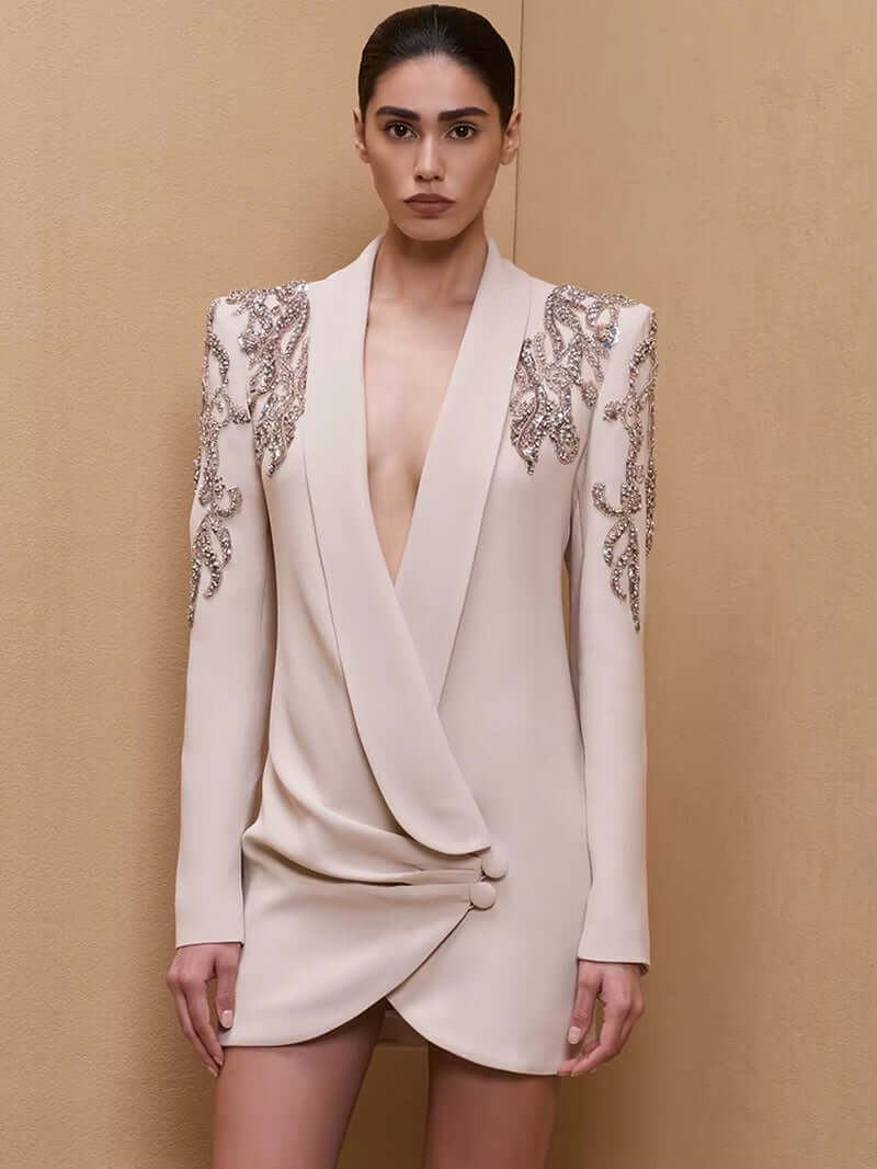Sophia Blazer Dress with Draped Neckline
