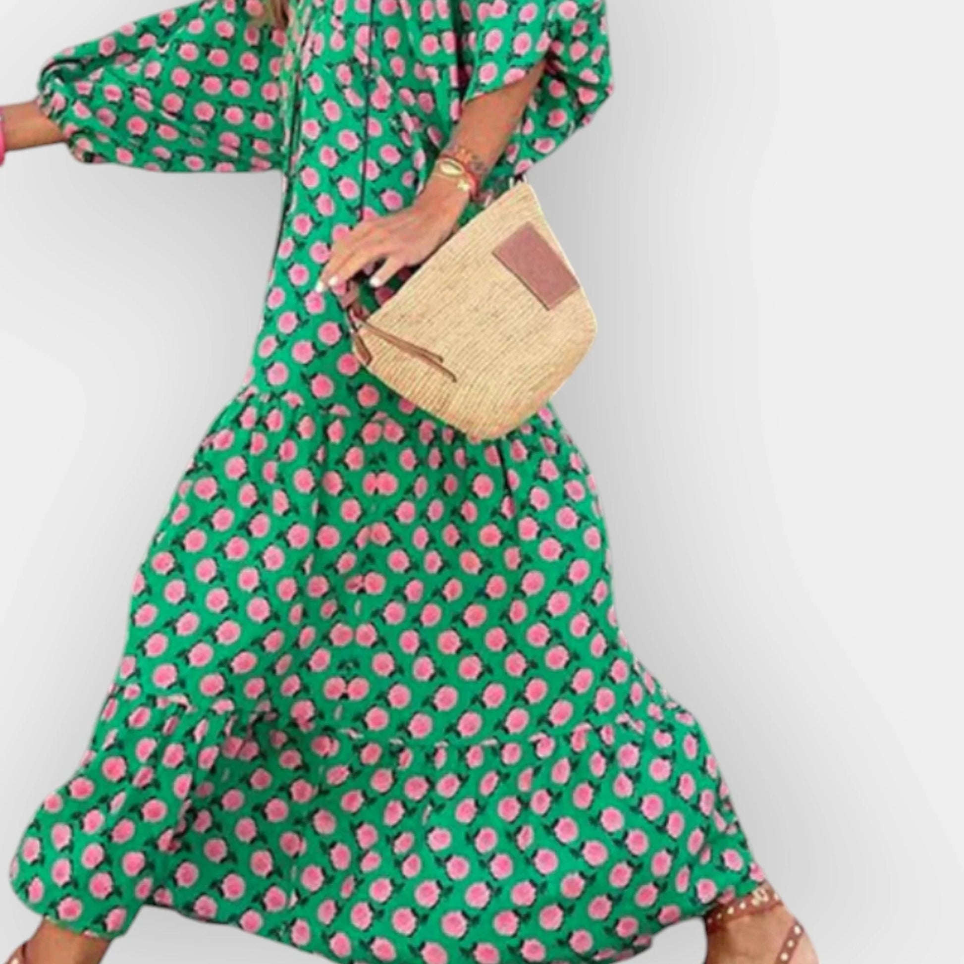 Romantic Floral Midi Dress - Dresses | Vireza Boutique