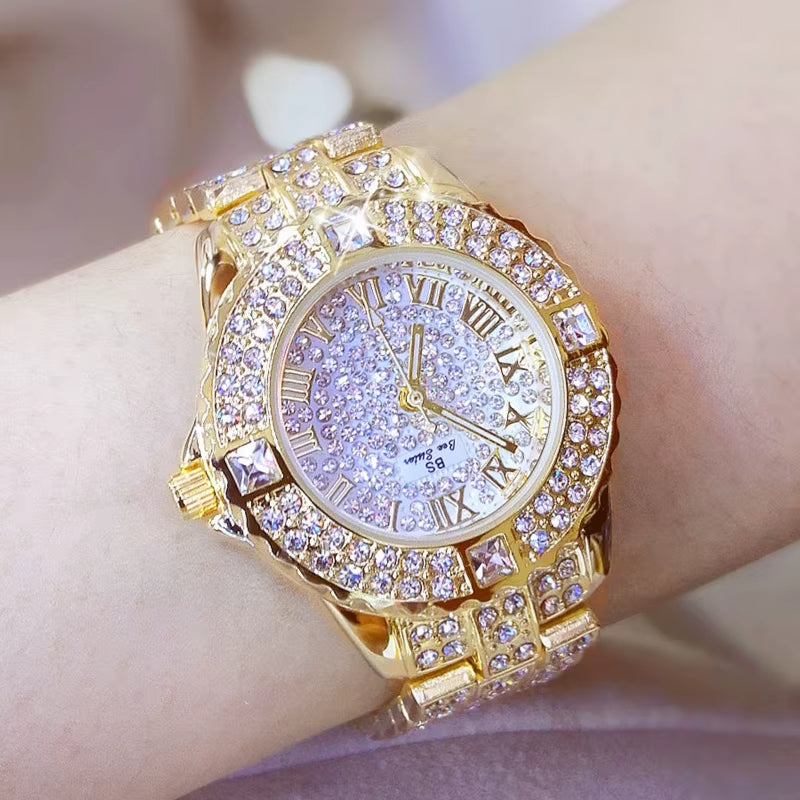 Women Watches Diamond Gold Watch Ladies Wrist Watches Luxury Brand Rhinestone Women'S Bracelet Watches Female Relogio Feminino