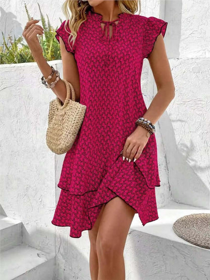 Léa Vintage Boho Mini Dress with Butterfly Sleeves