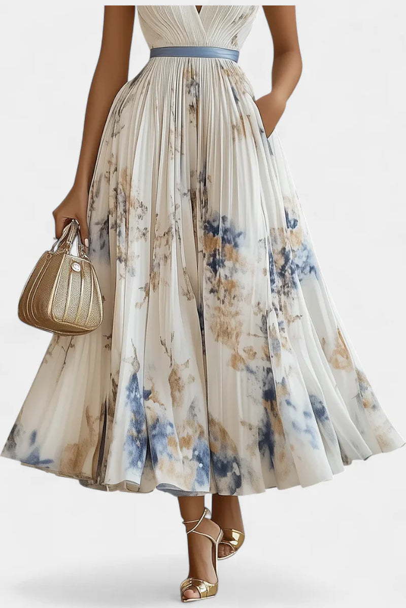 Brisa floral chiffon midi dress - front view | Vireza Boutique