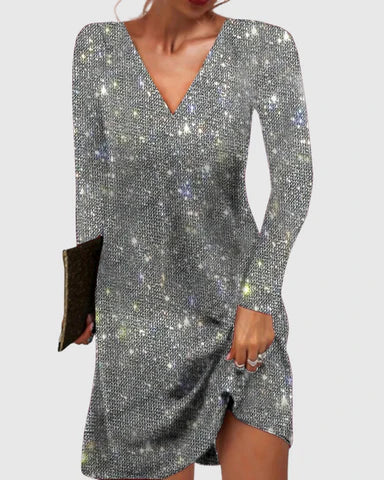 Nova mini sequin dress with long sleeves - side view | Vireza Boutique