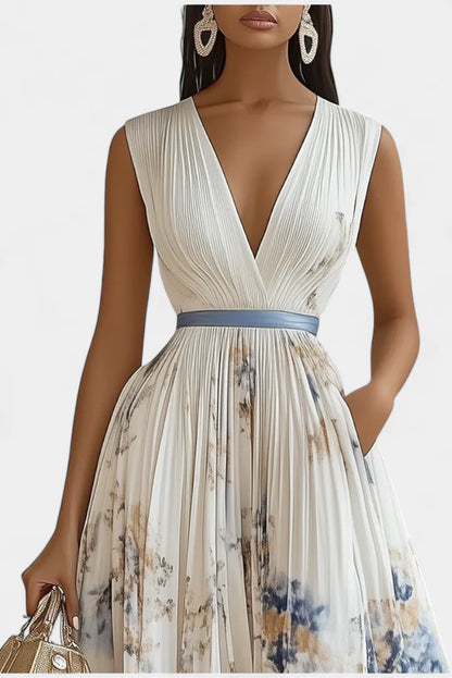 Brisa floral chiffon midi dress - front view | Vireza Boutique