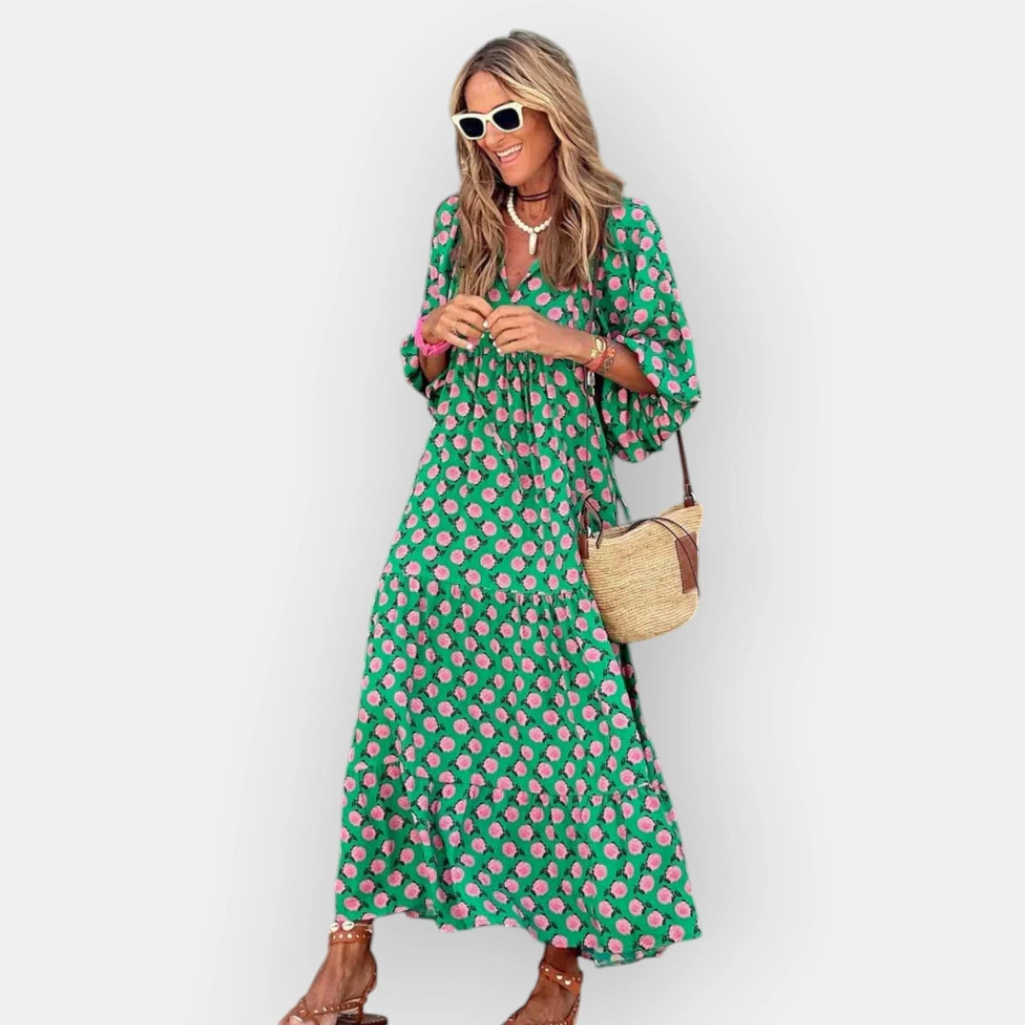 Romantic Floral Midi Dress - Dresses | Vireza Boutique
