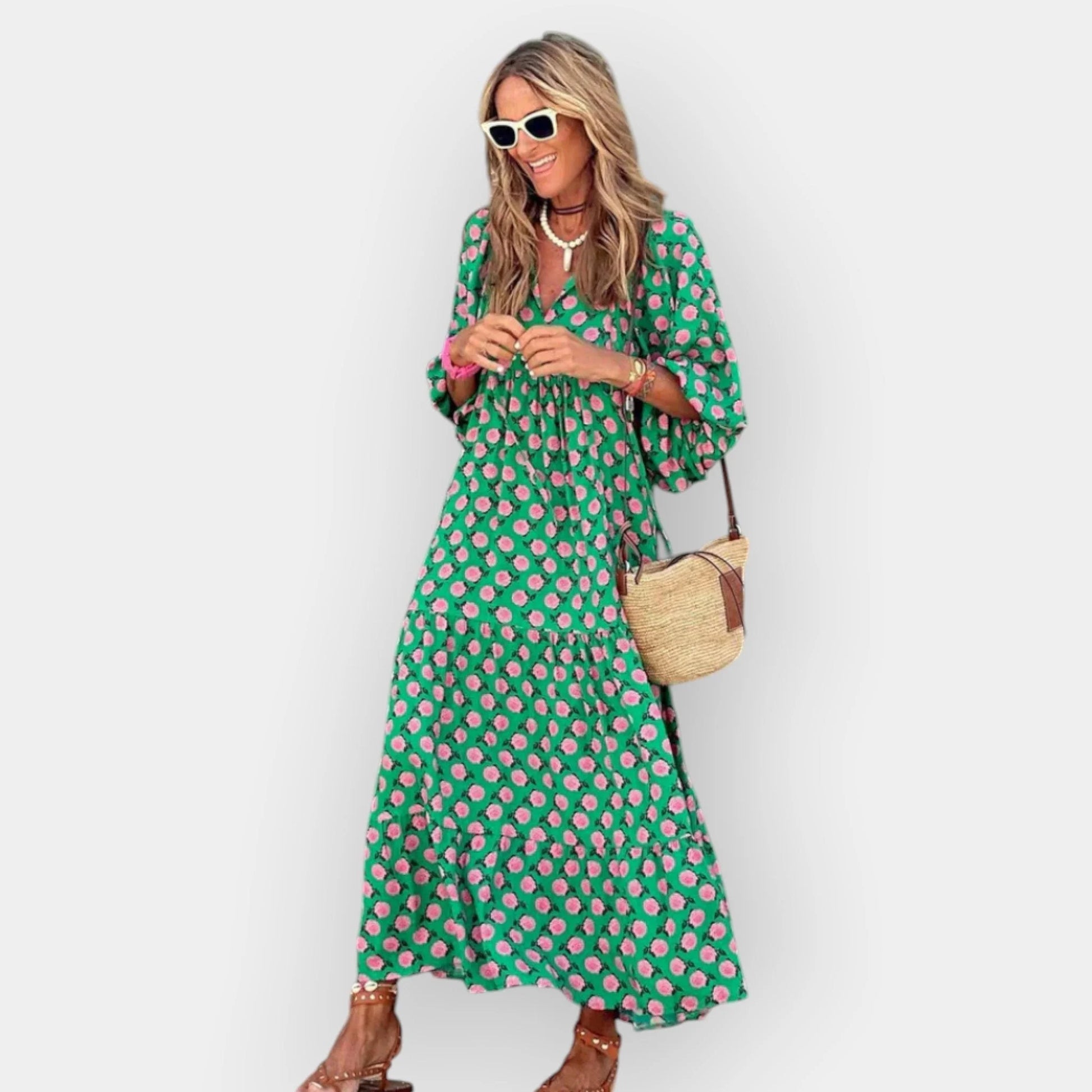Romantic Floral Midi Dress - Dresses | Vireza Boutique
