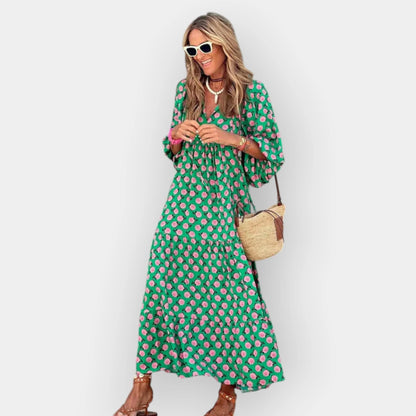 Romantic Floral Midi Dress - Dresses | Vireza Boutique