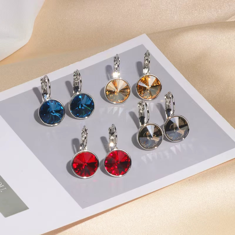 Classic Romantic Jewelry round Clear Crystal Drop Earrings for Women Elegant Wedding Party Earrings Brincos Jewelry Bijoux 2020