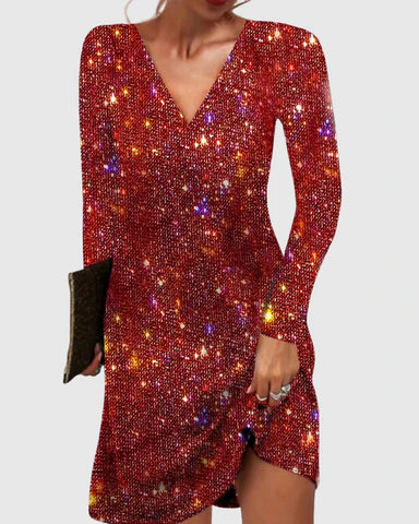 Nova mini sequin dress with long sleeves - back view | Vireza Boutique