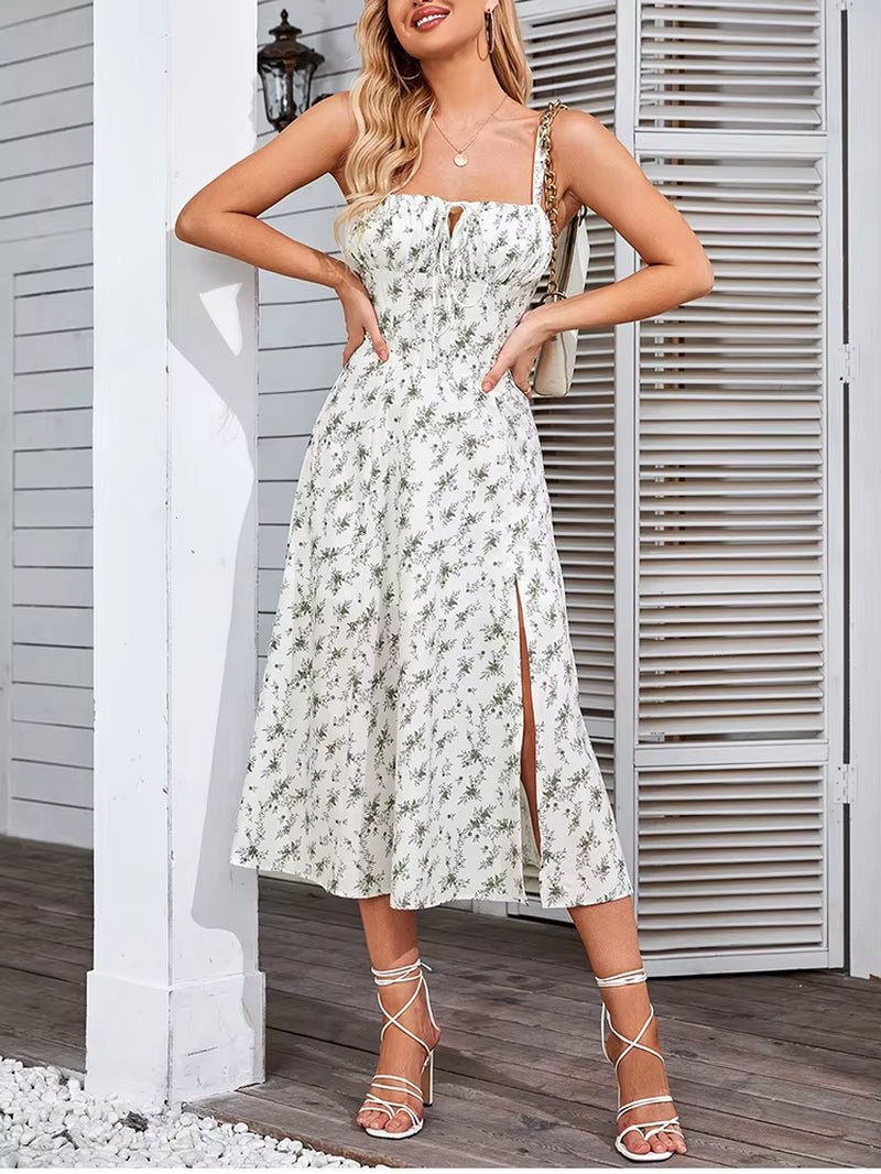 Noémie Floral Midi Dress with Side Slit