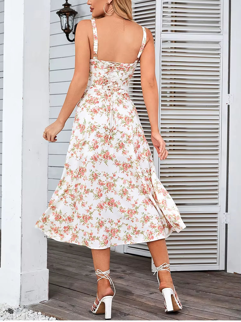 Noémie Floral Midi Dress with Side Slit