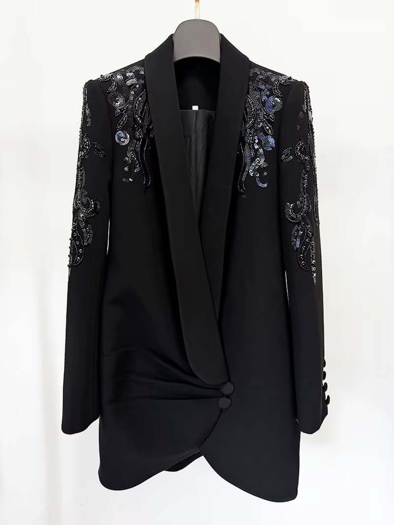 Sophia Blazer Dress with Draped Neckline