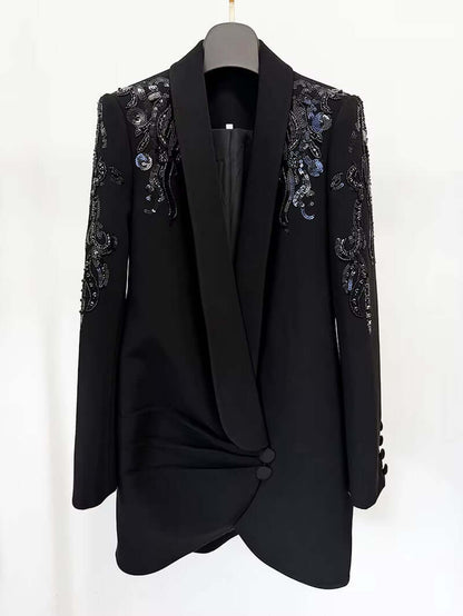 Sophia Blazer Dress with Draped Neckline