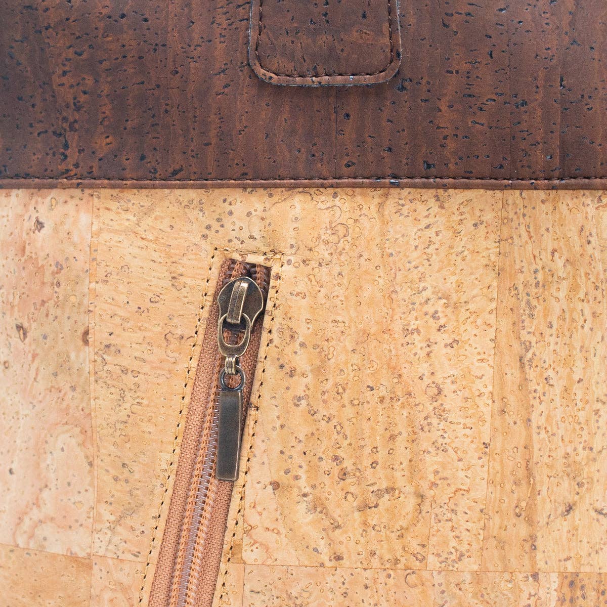Cork Charcoal Zipper Handbag BAGP-116 | Handmade in Portugal | Vireza Boutique