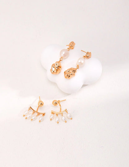 Four-Row Pearl Dangle Earrings | Elegant Jewelry