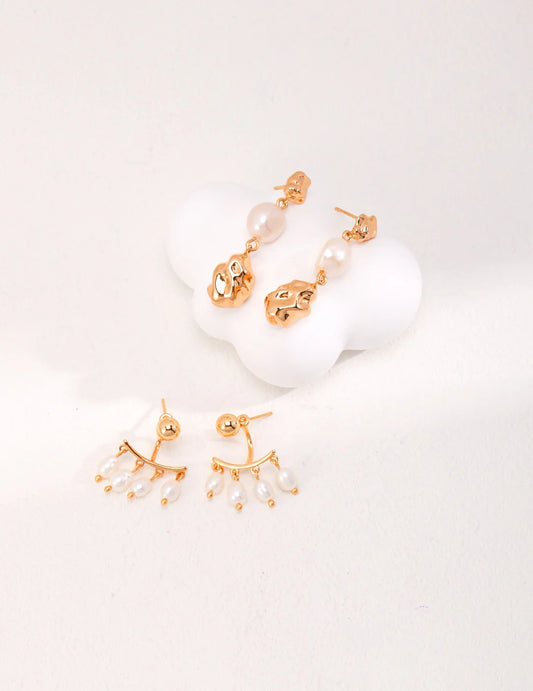 Four-Row Pearl Dangle Earrings | Elegant Jewelry