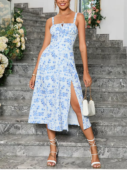 Noémie Floral Midi Dress with Side Slit