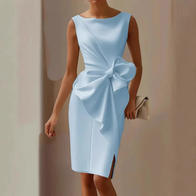 Maia sleeveless bow midi dress - front view | Vireza Boutique