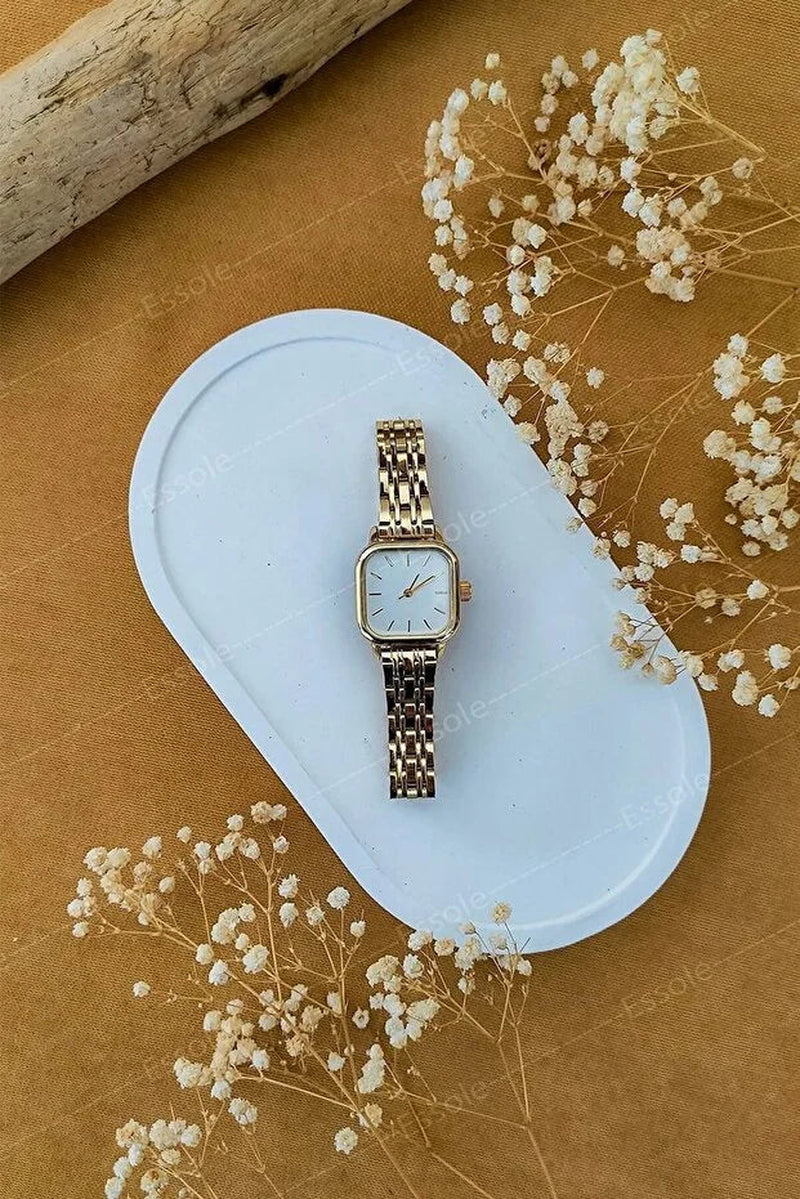 Retro Minimal Square Dial Women’S Wrist Watch