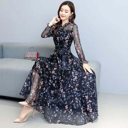 Céleste floral chiffon midi dress - front view | Vireza Boutique