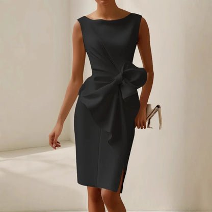 Maia sleeveless bow midi dress - front view | Vireza Boutique