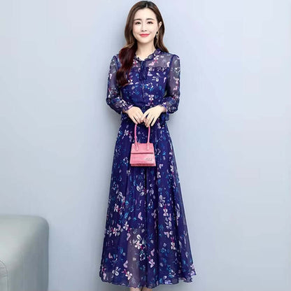 Céleste Floral Chiffon Midi Dress - Dresses | Vireza Boutique
