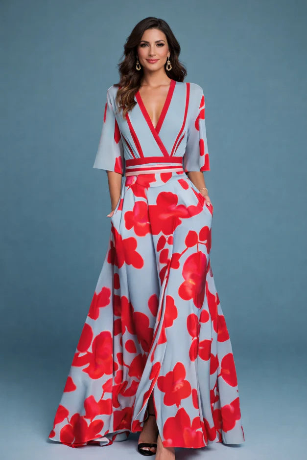 Andrina elegant sleeves dress - front view | Vireza Boutique