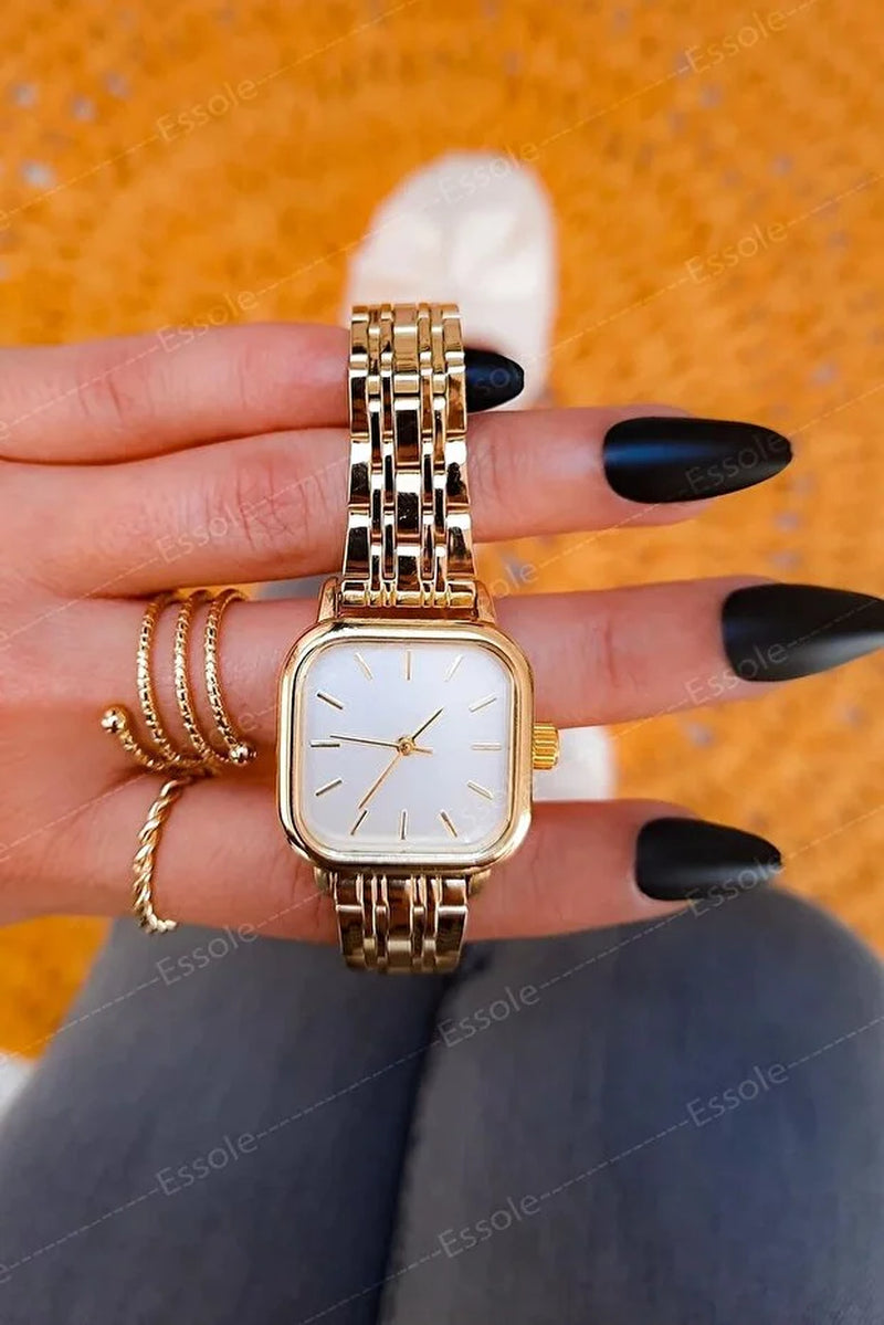 Retro Minimal Square Dial Women’S Wrist Watch