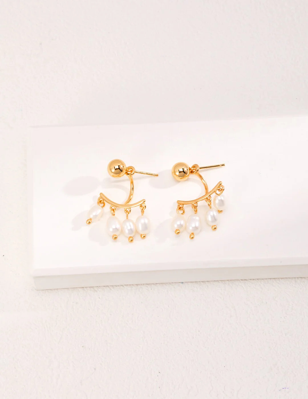 Four-Row Pearl Dangle Earrings | Elegant Jewelry