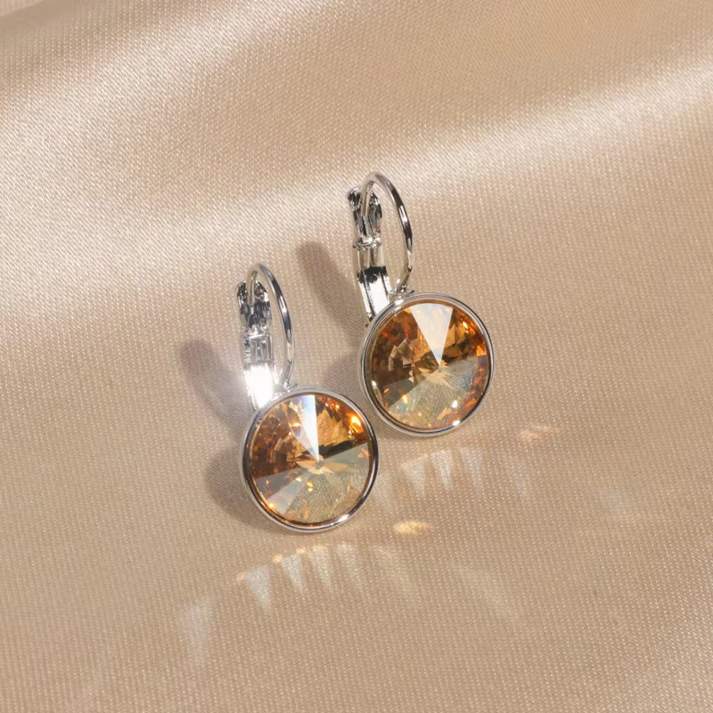 Classic Romantic Jewelry round Clear Crystal Drop Earrings for Women Elegant Wedding Party Earrings Brincos Jewelry Bijoux 2020