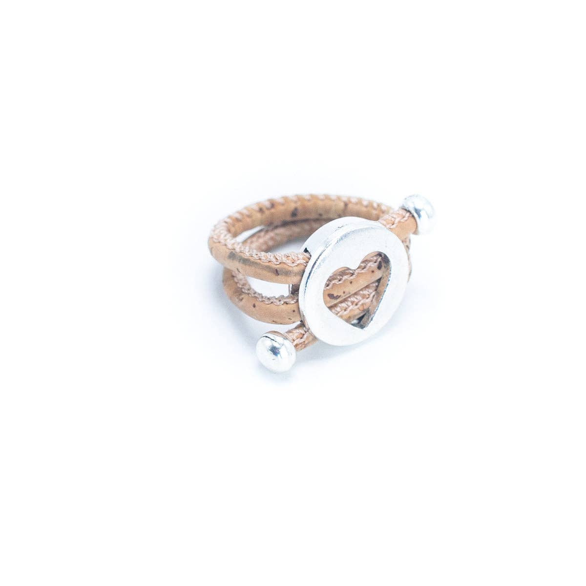 Hollow Heart Pendant Ring | Zamak & Cork Cord | Vireza Boutique
