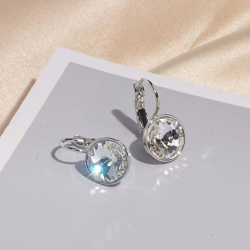 Classic Romantic Jewelry round Clear Crystal Drop Earrings for Women Elegant Wedding Party Earrings Brincos Jewelry Bijoux 2020