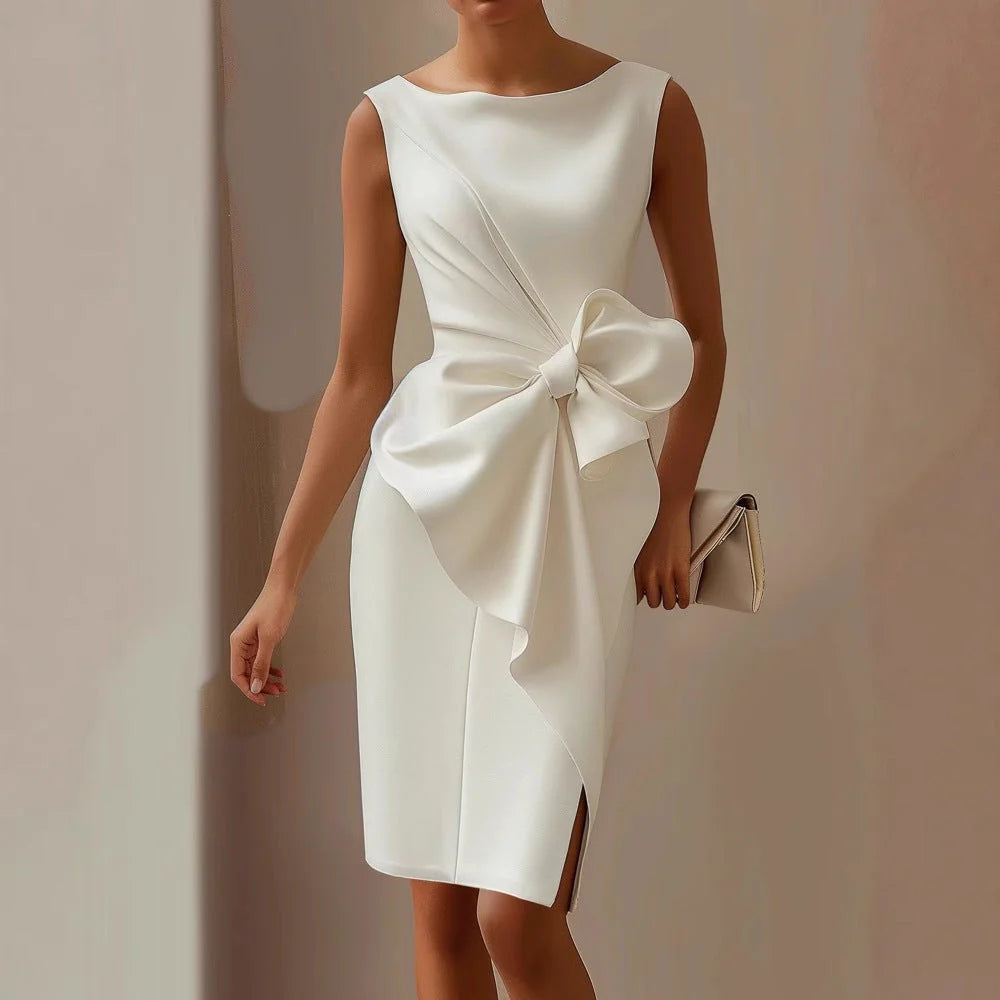 Maia sleeveless bow midi dress - front view | Vireza Boutique