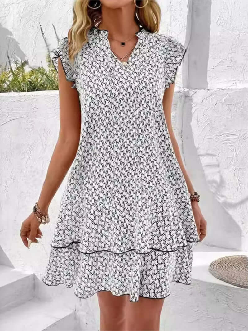 Léa Vintage Boho Mini Dress with Butterfly Sleeves