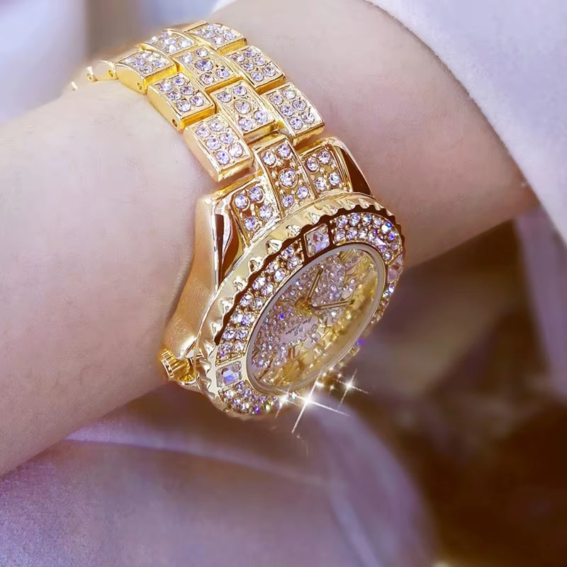 Women Watches Diamond Gold Watch Ladies Wrist Watches Luxury Brand Rhinestone Women'S Bracelet Watches Female Relogio Feminino