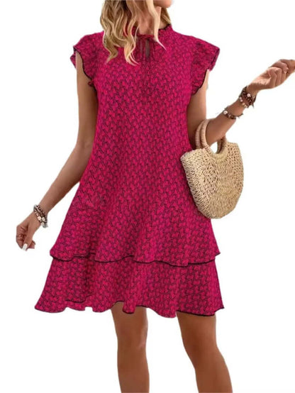 Léa Vintage Boho Mini Dress with Butterfly Sleeves