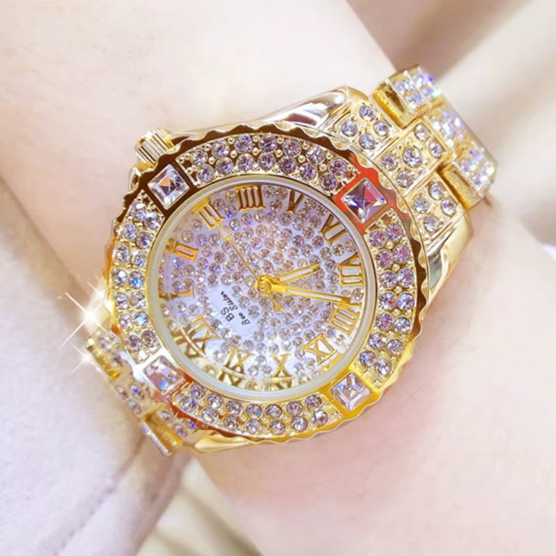 Women Watches Diamond Gold Watch Ladies Wrist Watches Luxury Brand Rhinestone Women'S Bracelet Watches Female Relogio Feminino