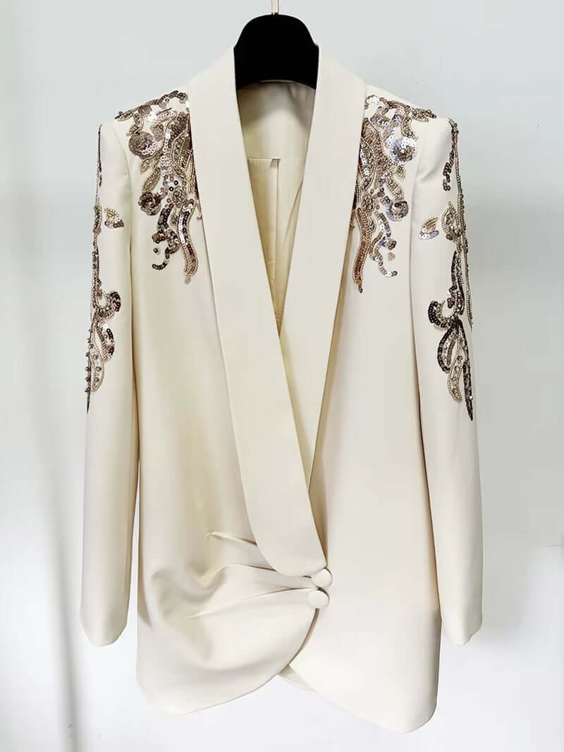 Sophia Blazer Dress with Draped Neckline