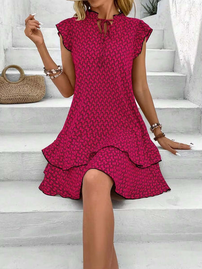 Léa Vintage Boho Mini Dress with Butterfly Sleeves